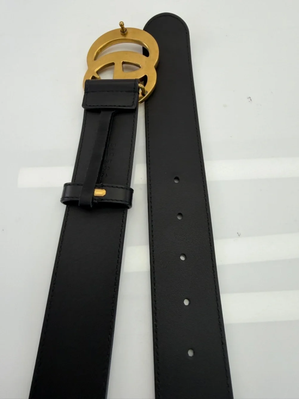 Gucci 2015 Re Edition Wide Leather Belt Gg Double Marmont Black 400593 75/30